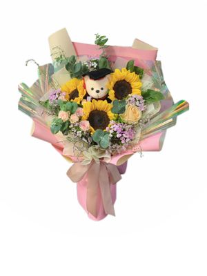 Golden Bloom Graduation Bear