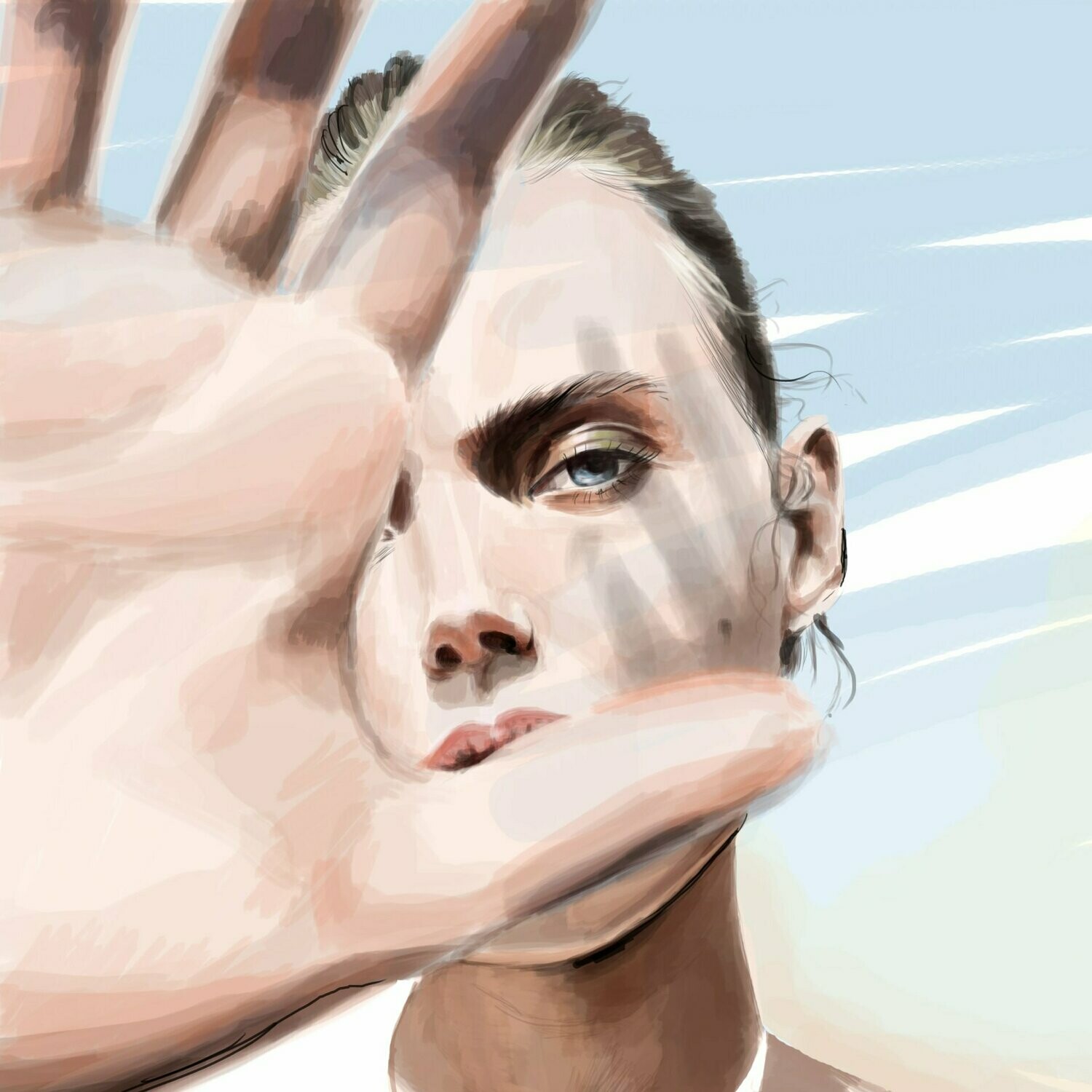 Female with hand