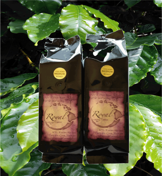 SALE!  Two 1 Lb. Bags-100% Kona-Royal Islander Coffee-Whole Bean-Medium Roast