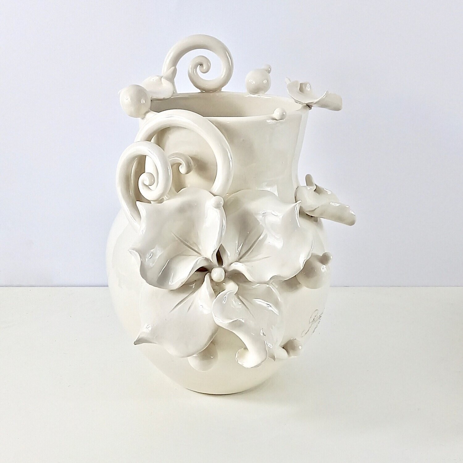 SPRING FLOWER WHITE CERAMIC VASE