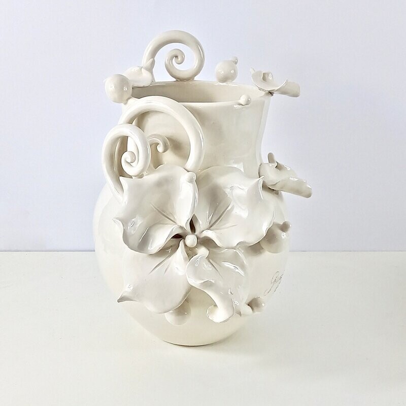 SPRING FLOWER WHITE CERAMIC VASE