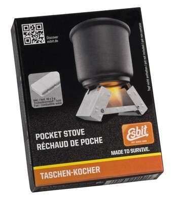 Pocket stove S, Esbit, RVS, met 16x5GR solid fuel, doos