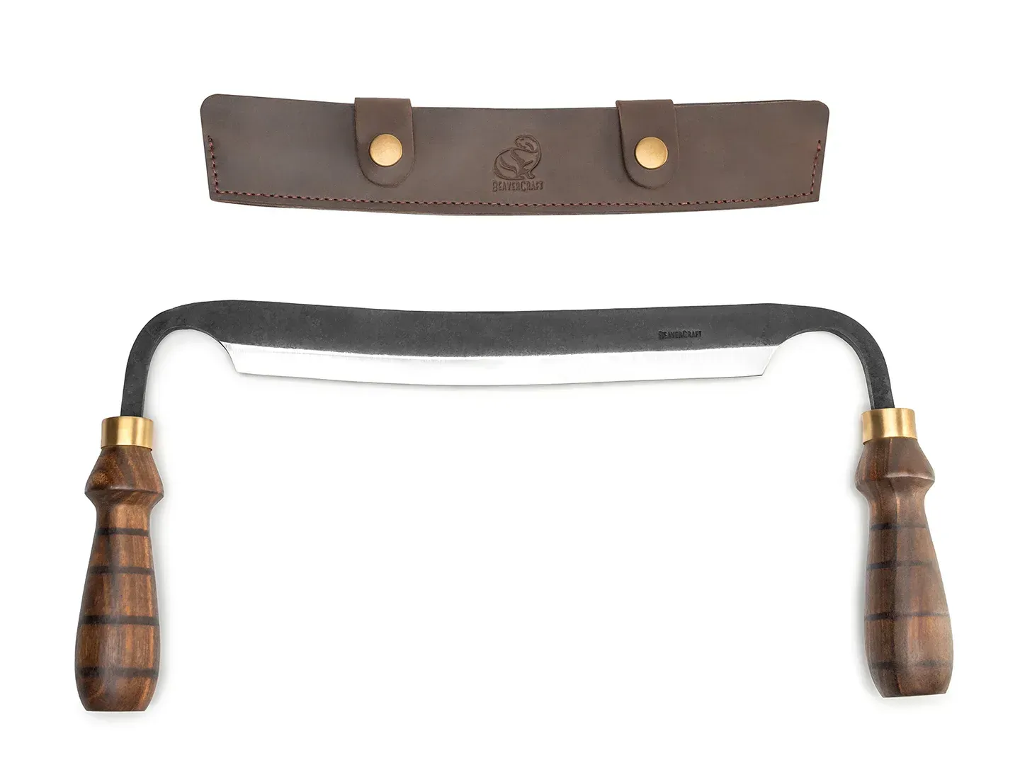 Handgesmede trekmes met leren schede DK4S