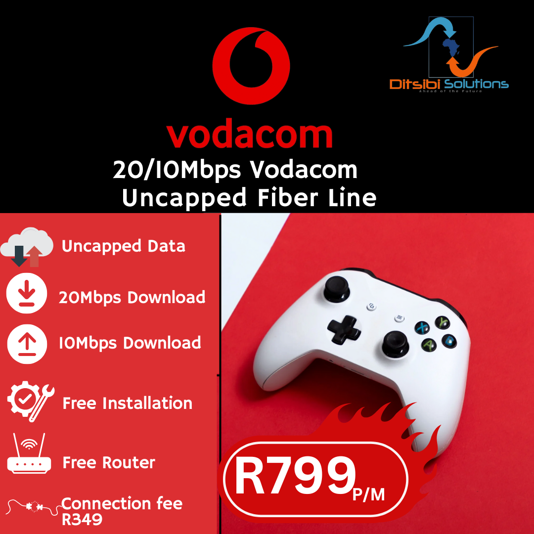 Vodacom 20/10Mbps Uncapped Fiber Line P/M