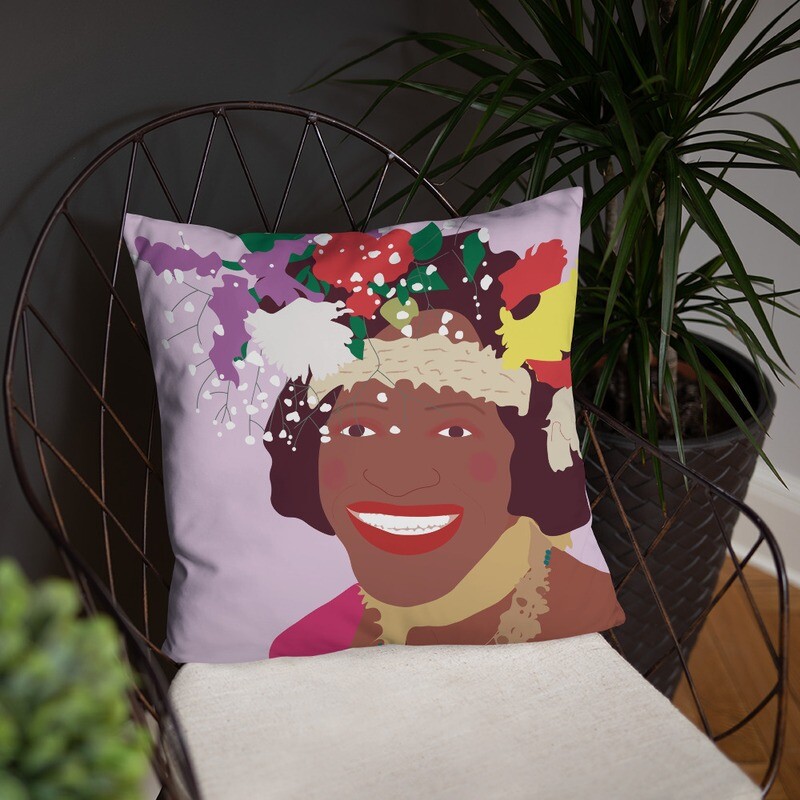 Marsha P Johnson Decorative Pillow l Illustration Art Throw Pillow 18 X 18 l Pride Month l LGBQT