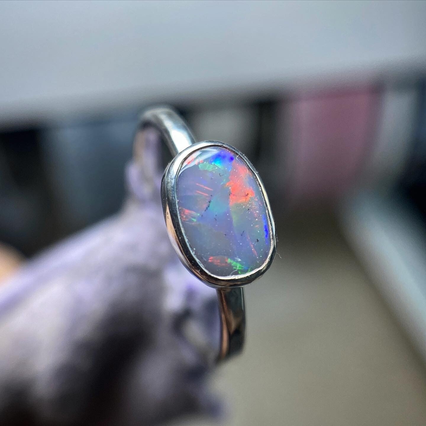 Semi Black Opal Ring