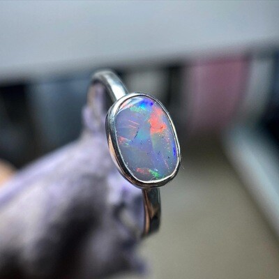 Semi Black Opal Ring