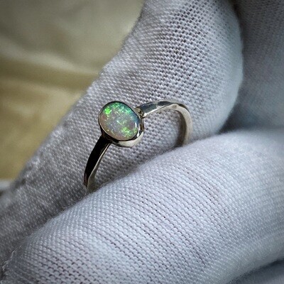 Crystal Opal Silver Ring