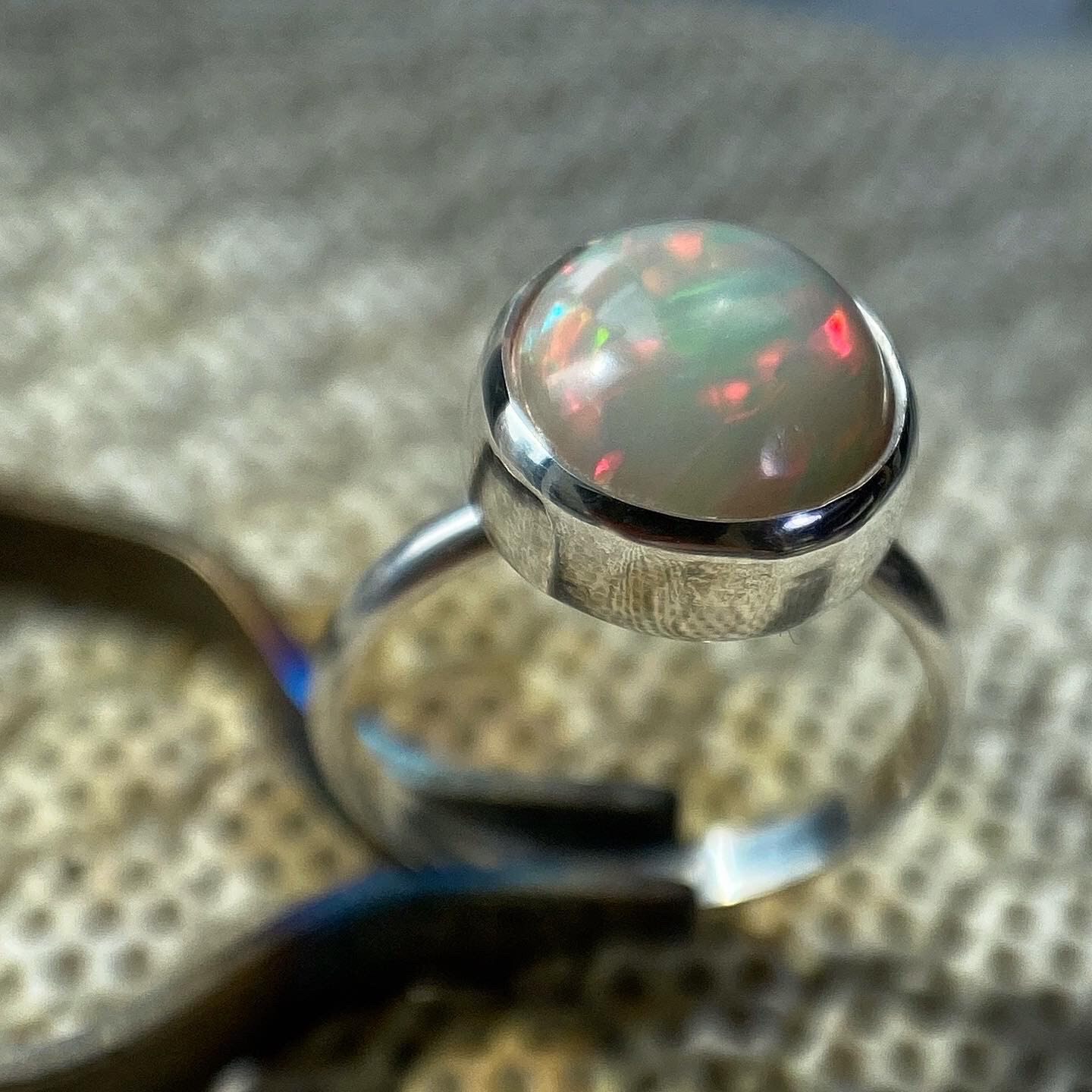 Ethiopian Opal Silver Bezel Ring