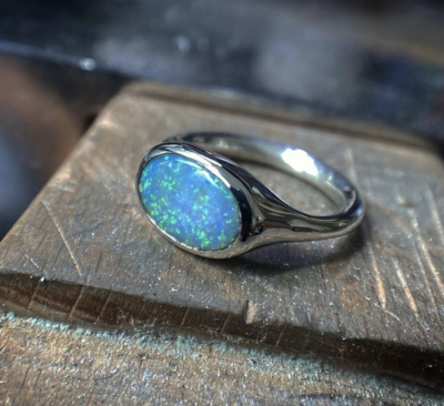 Oval Opal Doublet Ring