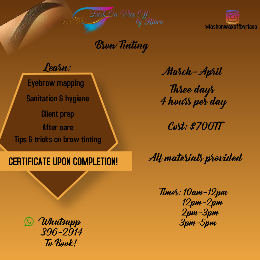Eyebrow tinting classes (three days)