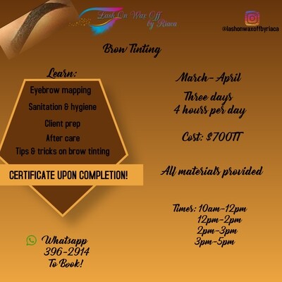 Eyebrow tinting classes (three days)