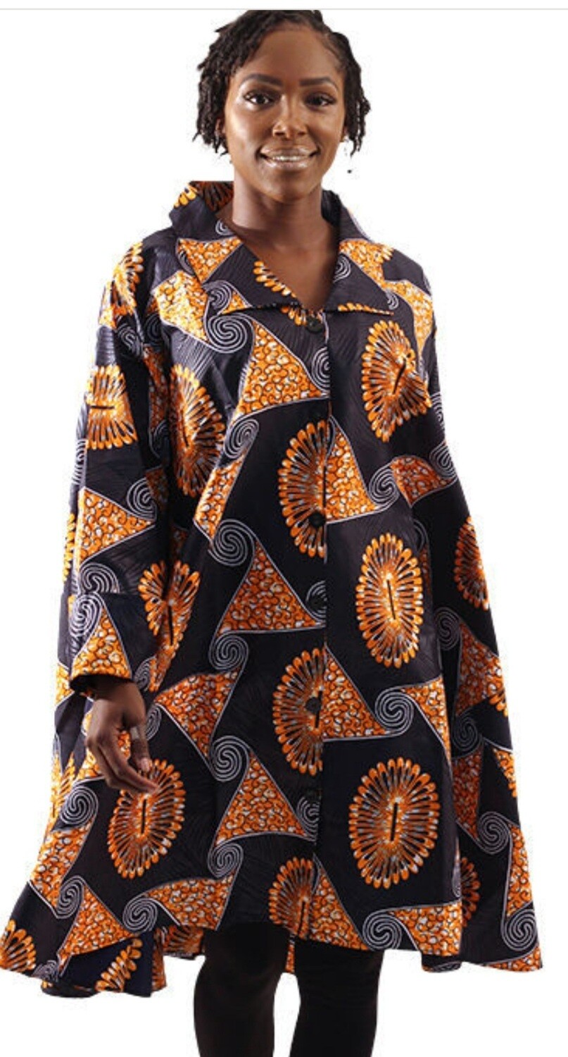 Ankara cover shirt/orange &amp;Navy