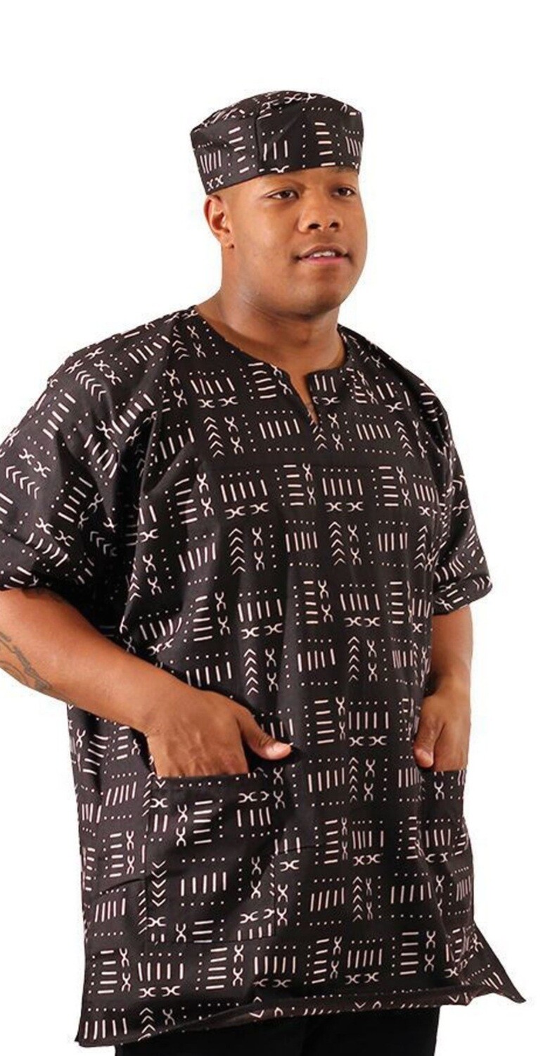 Mud Print Dashiki/Blk