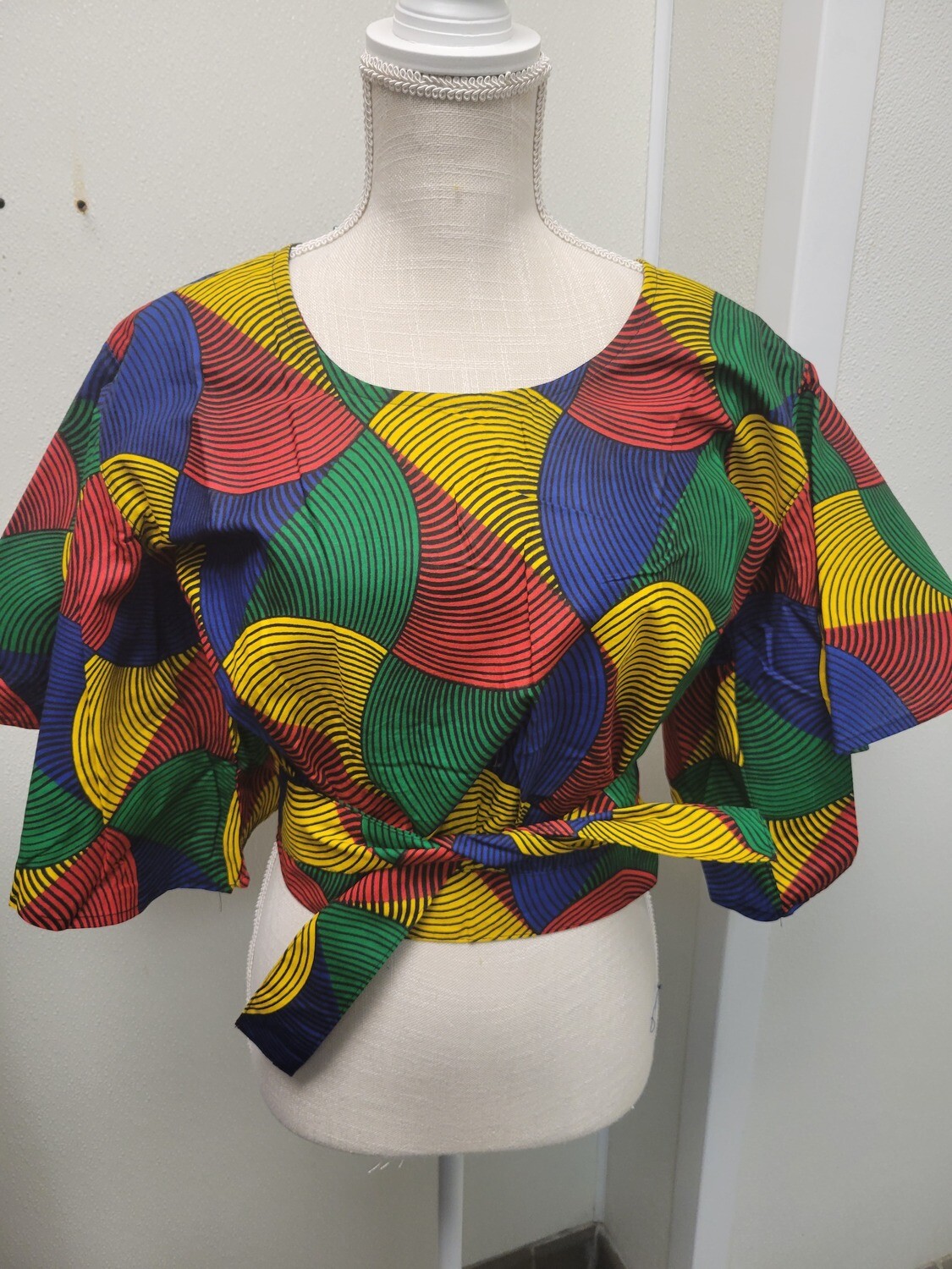 Ankara  open back wrap shirt