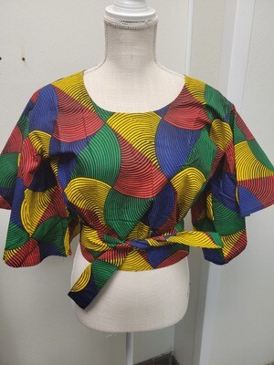 Ankara  open back wrap shirt