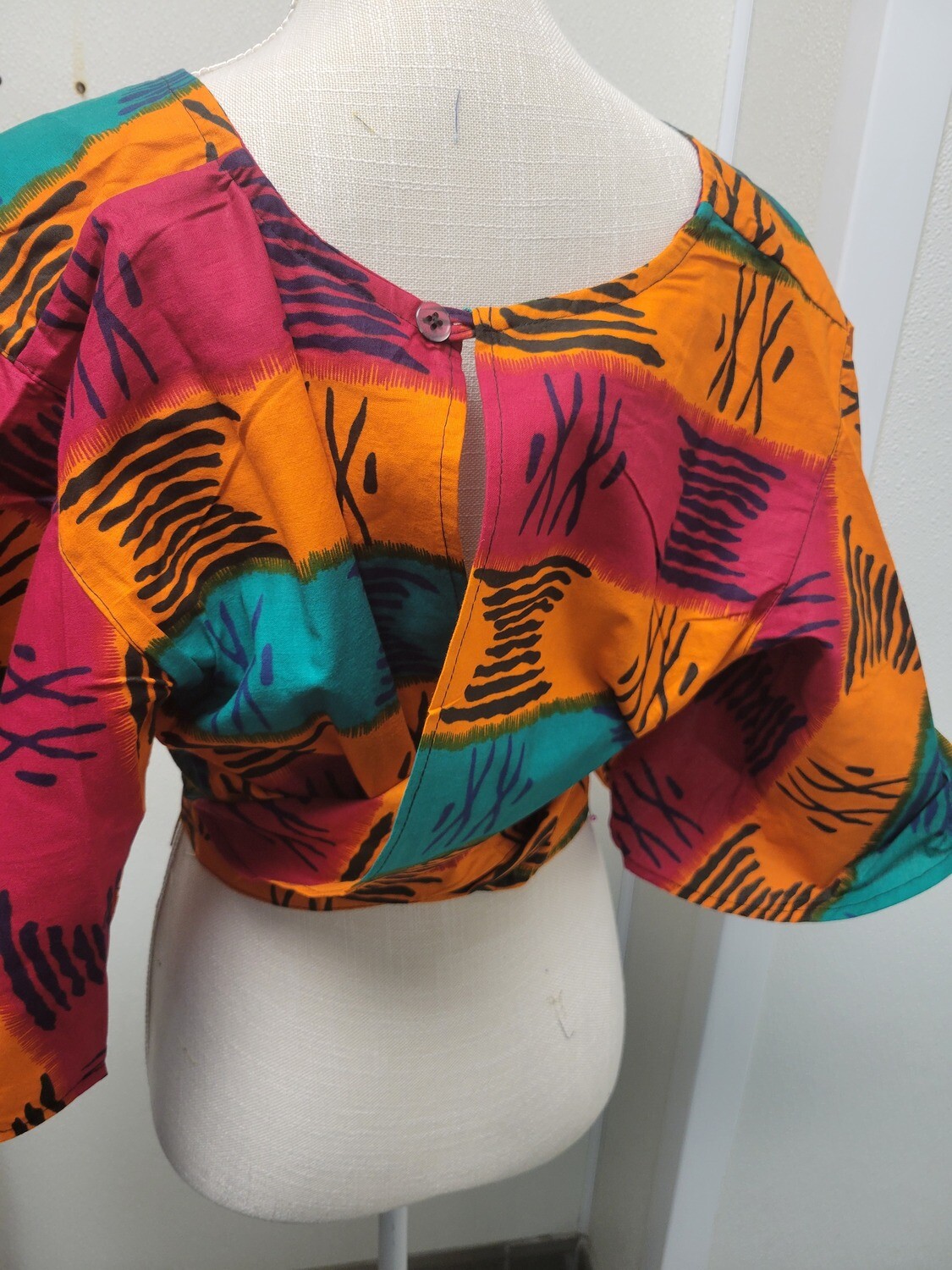 Ankara open back wrap top 323