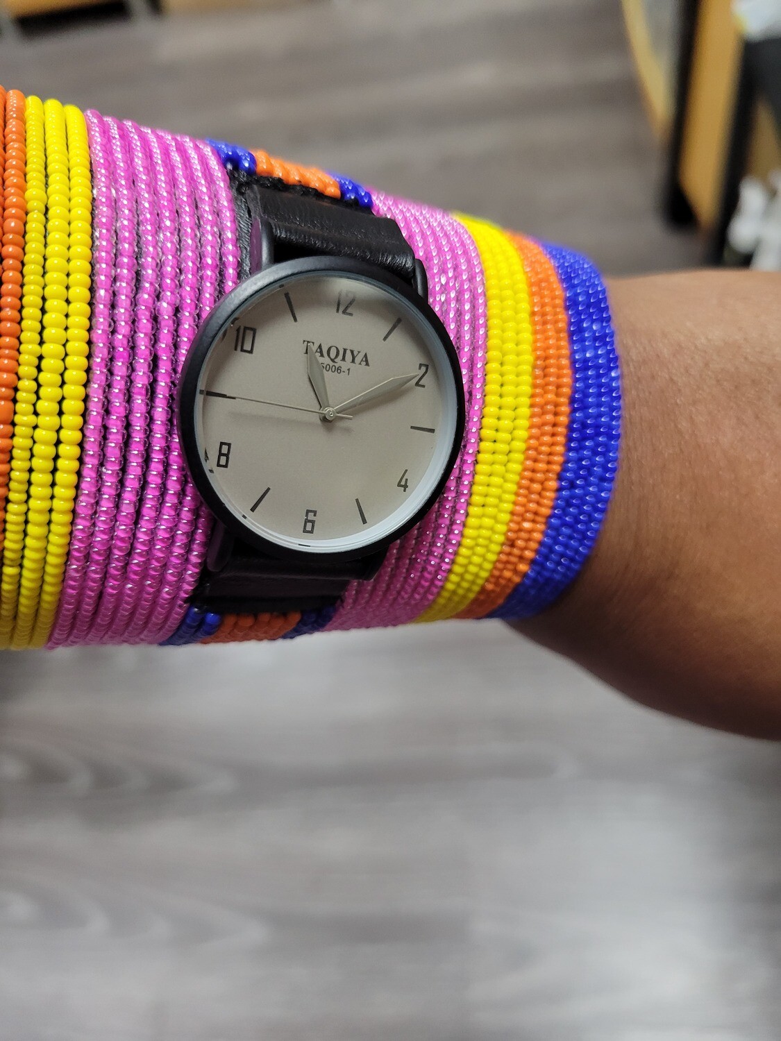Beaded cuff Bracelet/watch
