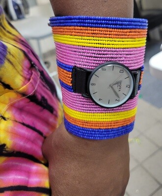 Beaded cuff Bracelet/watch