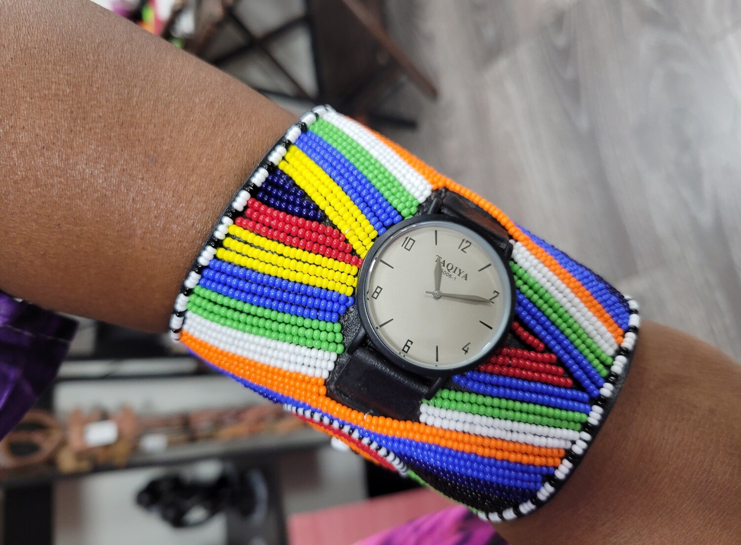 Beaded cuff bracelet/Watch