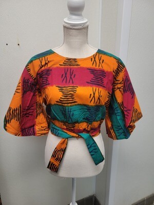 Ankara open back wrap top 323