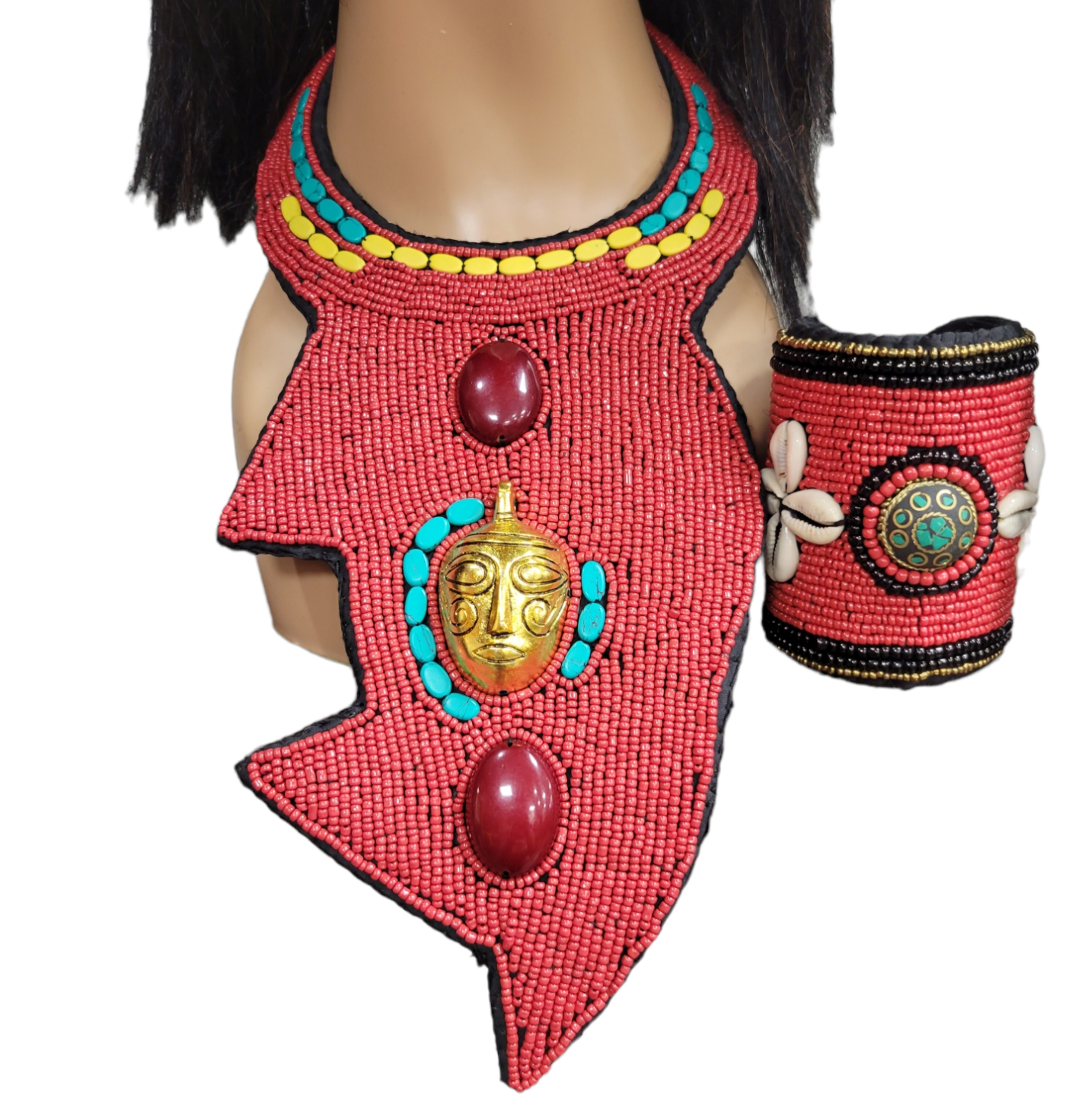 Red Beaded Rribal Choker set