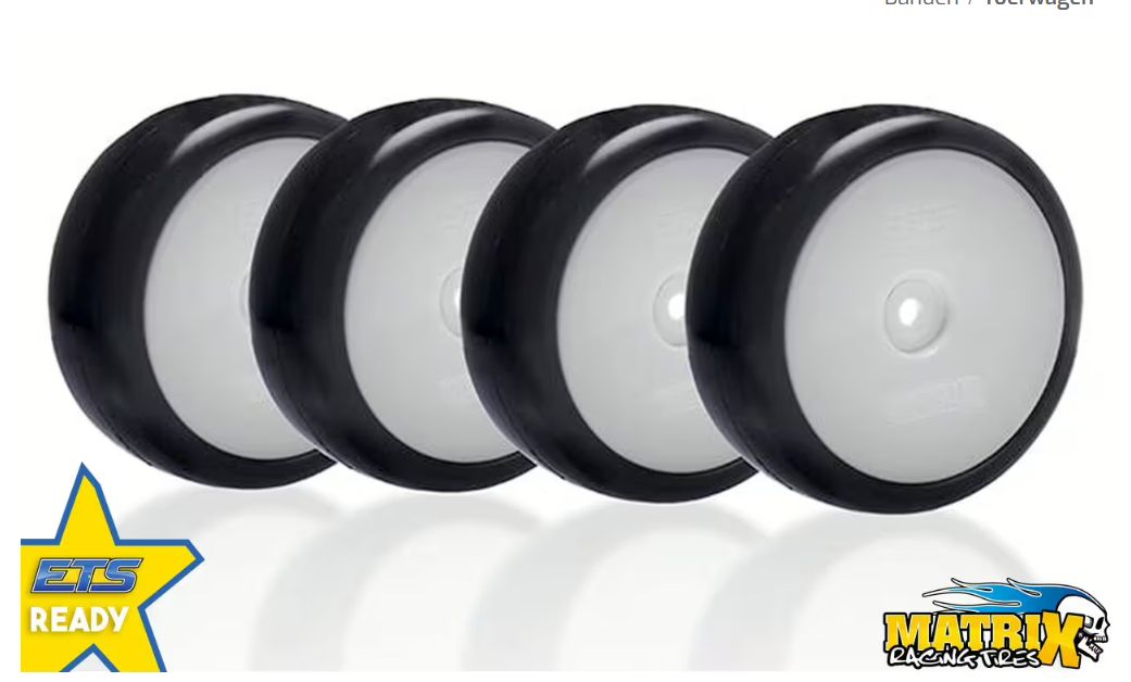 Matrix 1:10 EP Z36 Rubber Tire Preglued Asphalt (4) ETS Stock EPA-Z036