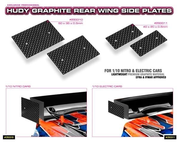 HUDY Graphite rear wing side plate 0.5mm   1/10 nitro    293310