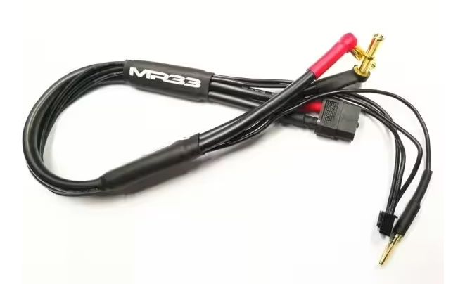 MR33 2S XT90 All-Black Charging Lead 300mm (4/5mm Dual Plug - XH)    MR33-BCL-XT90