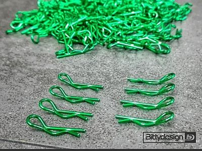 Bittydesign Clips Kit voor 1/10 Off/On-road carrosserieën (groen, 8 stuks) BDBC-8GR