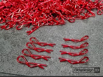 Bittydesign Clips Kit voor 1/10 Off/On-road carrosserieën (rood, 8 stuks) BDBC-8R