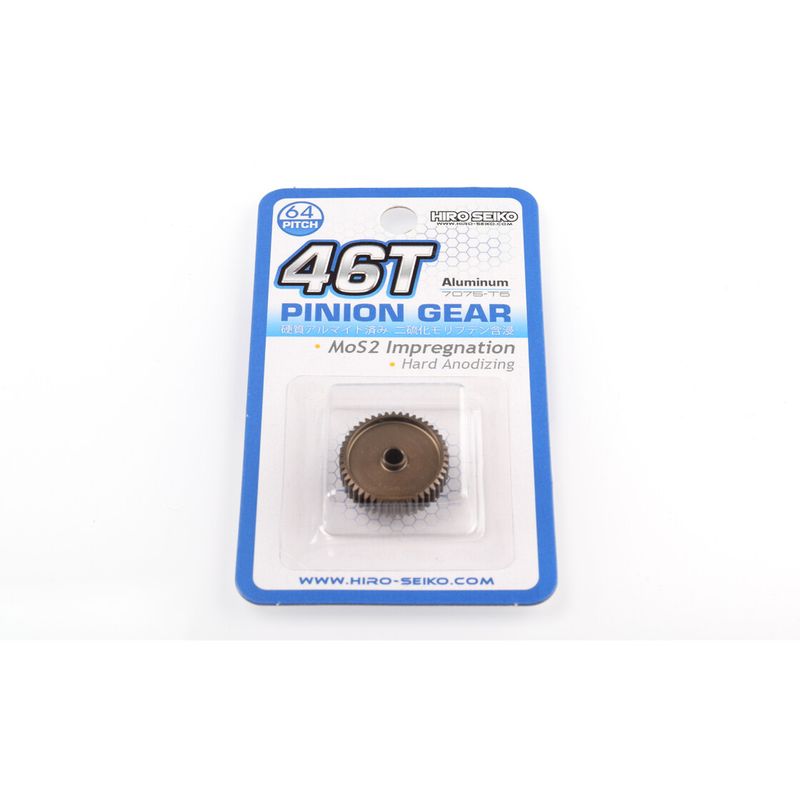Hiro Seiko Hard Coated Alum. Pinion Gear (MoS2) DP64-46T Hiro Seiko Hard Coated Alum. Pinion Gear (MoS2) DP64-46T