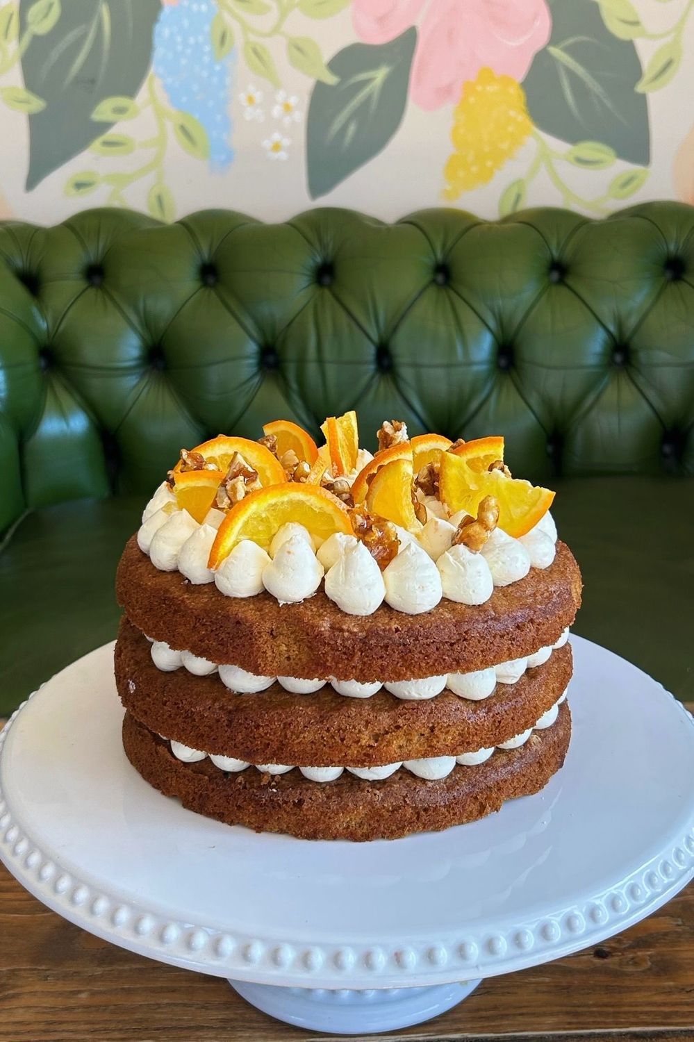 Carrot, orange & walnut cake