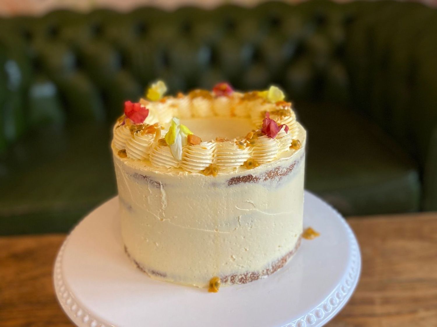 Mango & passionfruit cake
