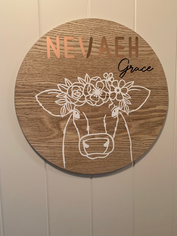 Calf Flower Crown Bedroom Sign