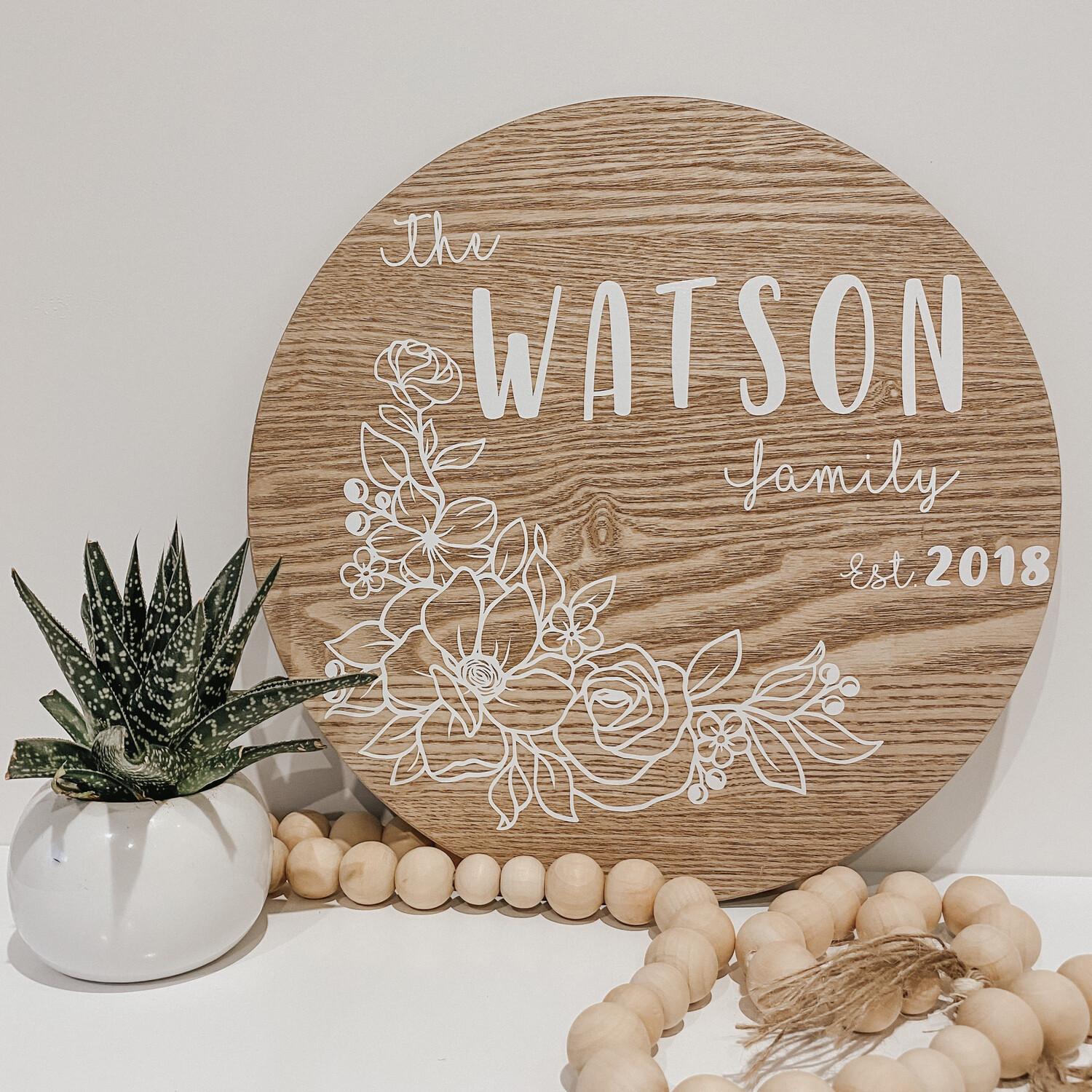 Wooden Family Sign Floral 