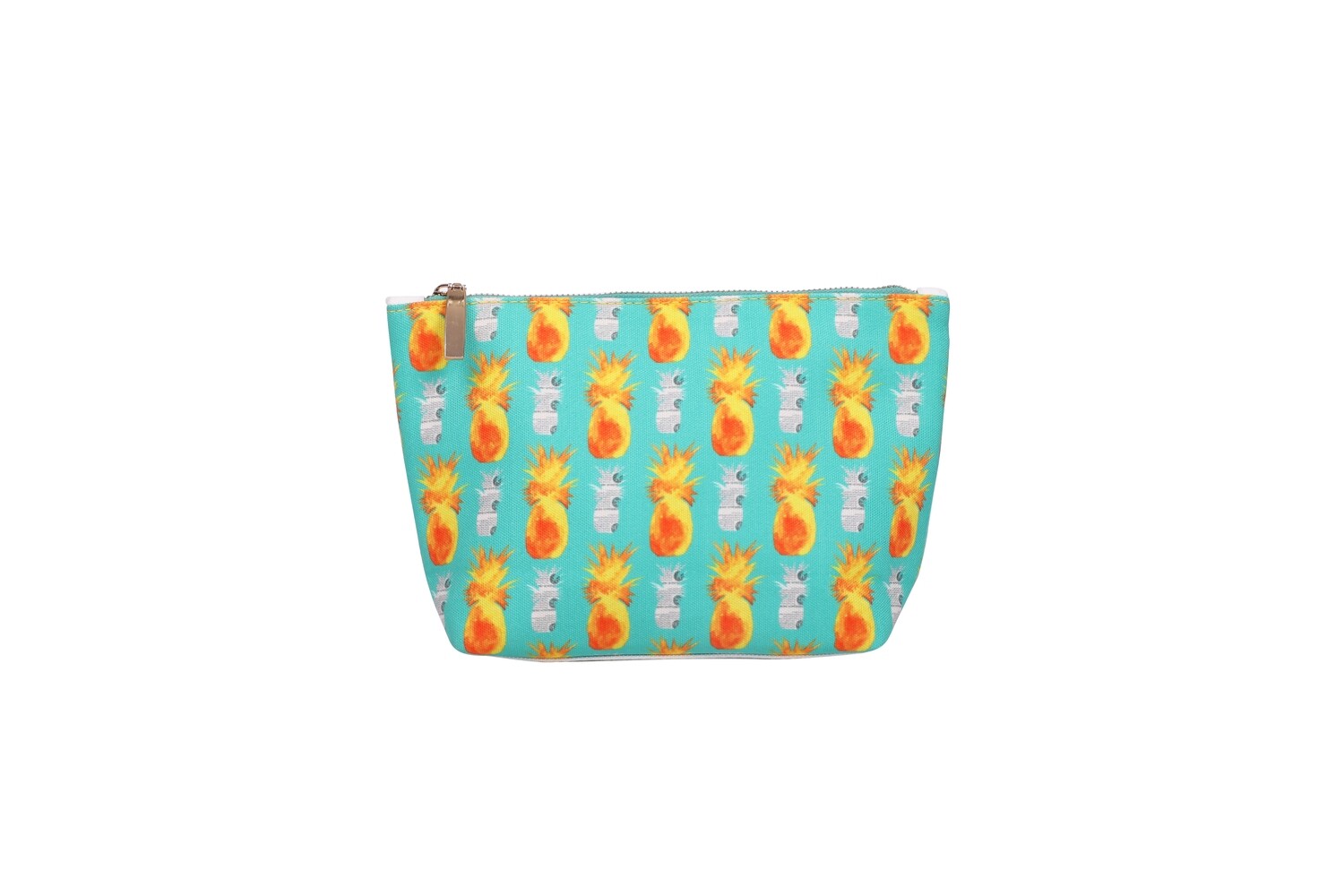 Mint Boat Shaped Pouch with Pineapple Print