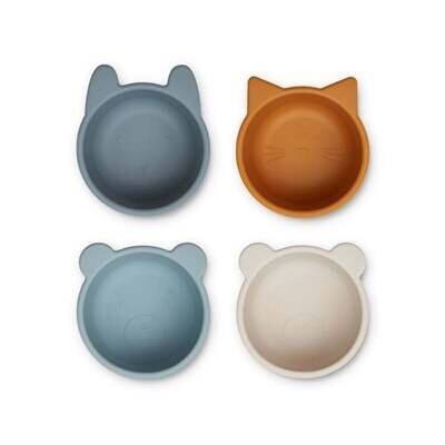 Liewood - Silicone Bowls - Whale Blue Multi Mix - 4 Pack