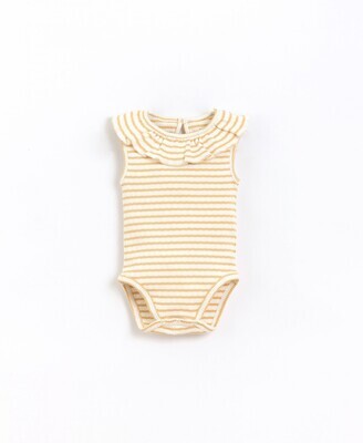 Play Up - Romper in striped organic cotton - Adobe