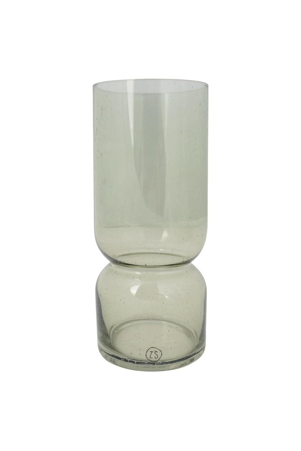 Zusss - Glazen Vaas Met Bubbeltjes - 18x7,5cm - Olijfgroen