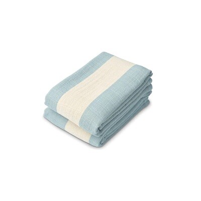 Liewood - Lewis Muslin Cloth - 2pack - Sea Blue/Sandy