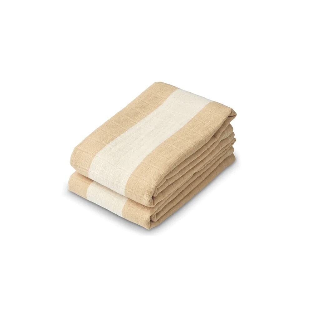 Liewood - Lewis Muslin Cloth - 2pack - Safari/Sandy