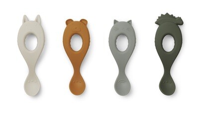 Liewood - Liva Silicone Spoon 4-Pack - Hunter Green Mix
