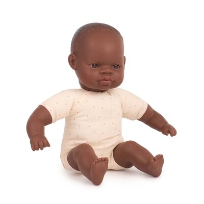 Miniland - Babypop Afrikaans met stoffen lijfje - 32cm