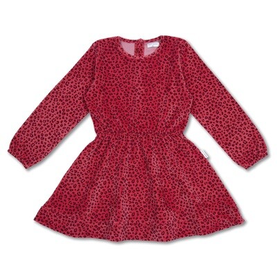 Petit Blush - Swing Dress Velour - Red Leopard AOP