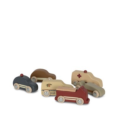 Konges Slojd - Wooden Mini Cars 9 Pcs Fsc - Beige