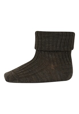 MP Denmark - Wool Rib Baby Socks - Brown Melange
