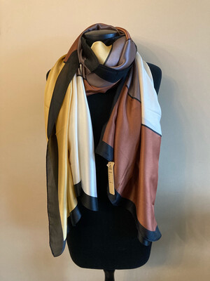 Sjaal bruin-beige-zwart 180 x 90 cm