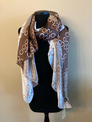 Sjaal met print bruin-beige-roze 180 x 90 cm