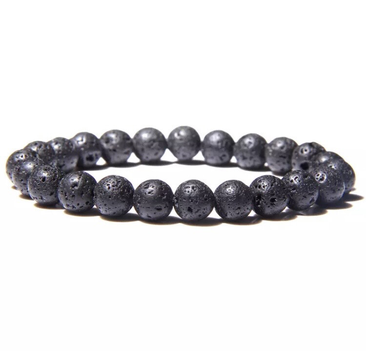 Natuursteen kralen armband lava